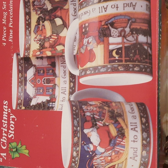 Brand NWT set of 4 "The Christmas Story" mugs illustration by Susan Winget - Picture 2 of 8
